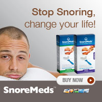 Sleepy man, waking after a disturbed night due to snoring. Stop snoring - Change your Life, with SnoreMeds...