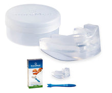 Load image into Gallery viewer, SnoreMeds Men&#39;s Single Pack - box includes one mouthpiece, spatula for moulding, anti-bacterial container and moulding instruction leaflet. 
