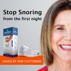 SnoreMeds - smiling lady, who loves our anti-snoring small fit mouthpiece specially designed for women.